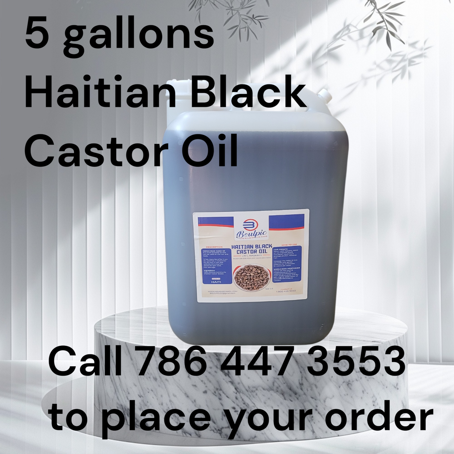 Haitian Black Castor Oil 5 gallons