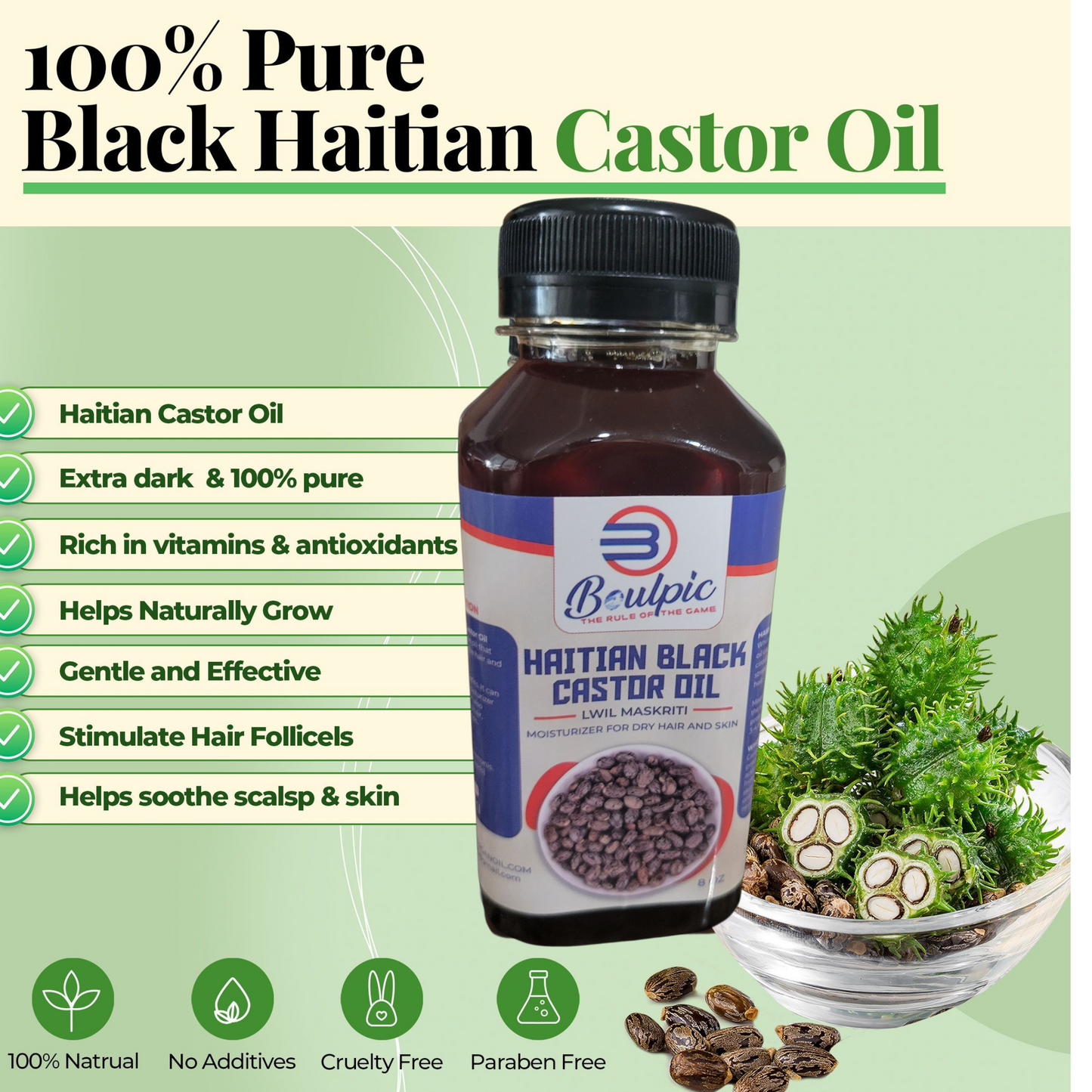Haitian Black Castor Oil 8oz